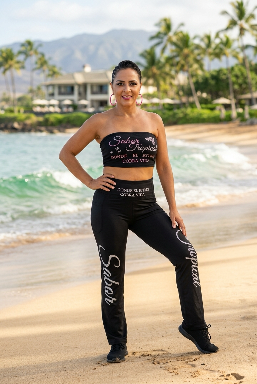 Conjunto de top, leggins negros